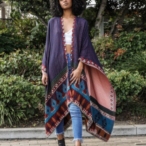 Multi Pattern Ruana - Picture 5 of 7